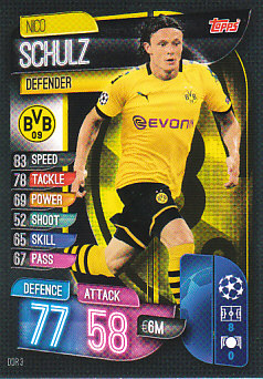 Niko Schulz Borussia Dortmund 2019/20 Topps Match Attax CL #DOR3